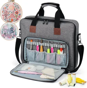 Coopay Embroidery Storage Bag for Beautiful Embroidery Designs, Large Capacity and Multi-functional Storage Bag, Portable Craft Case, Made of Premium Fabric, with Handles and Shoulder Strapl, Bag Only