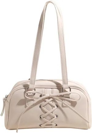 Coquette Leather Shoulder Purse Bow Tie Balletcore Boston Bag Handbag Women Trendy Purse 2025