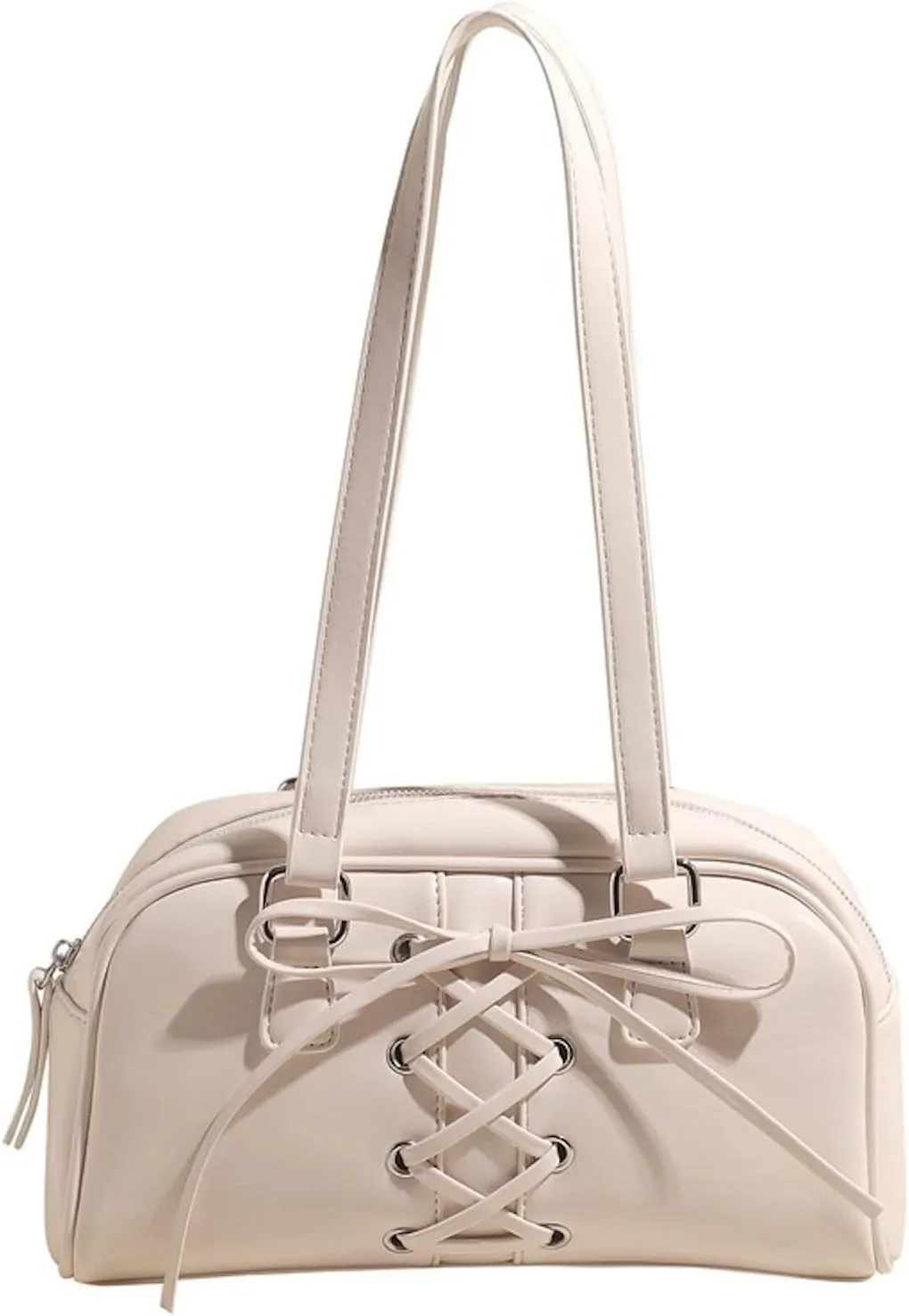 Coquette Leather Shoulder Purse Bow Tie Balletcore Boston Bag Handbag Women Trendy Purse 2025
