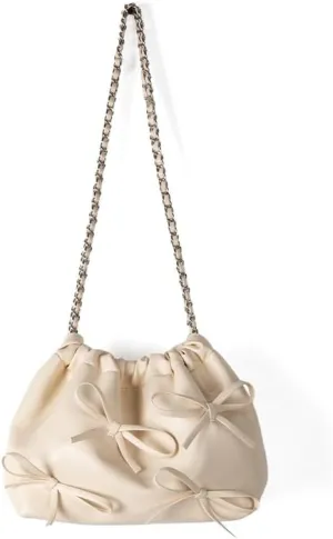 Coquette Shoulder Bag Women Bow Tie Balletcore Crossbody Bag Adjustable PU Leather Shoulder Purse Bucket Bag