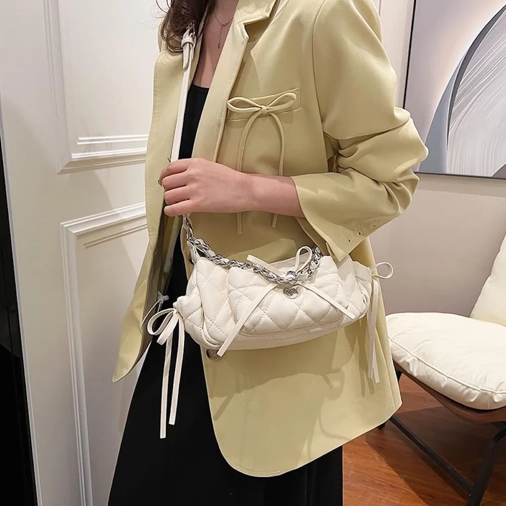 Coquette Shoulder Purse Bow Tie Quilted Balletcore Shoulder Bag Crossbody Bags for Women Coquette Stuff