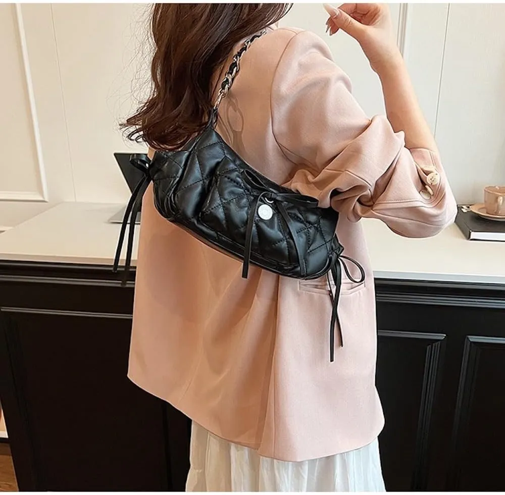 Coquette Shoulder Purse Bow Tie Quilted Balletcore Shoulder Bag Crossbody Bags for Women Coquette Stuff