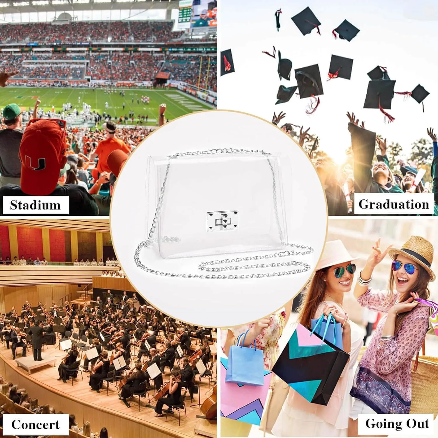 COROMAY Clear Purse for Women, Clear Bag for Stadium Events, Transparent Stadium Purse