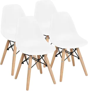 Costzon Kids Chair 4 Pcs, Toddler Chair in Mini DSW Size w/Solid Wood Legs, Wire Steel Base, Curved Backrest, Mid-Century Plastic Study Chair for Children of 3 , Ideal for Nursery, School & Home Use