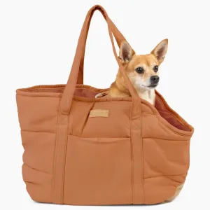 Cozy Plush Dog Purse Carrier for Small Dogs - Dog Carrier Purse with Secure Harness Clip, Dog Tote Bag for Small Dogs and Puppies - Brown