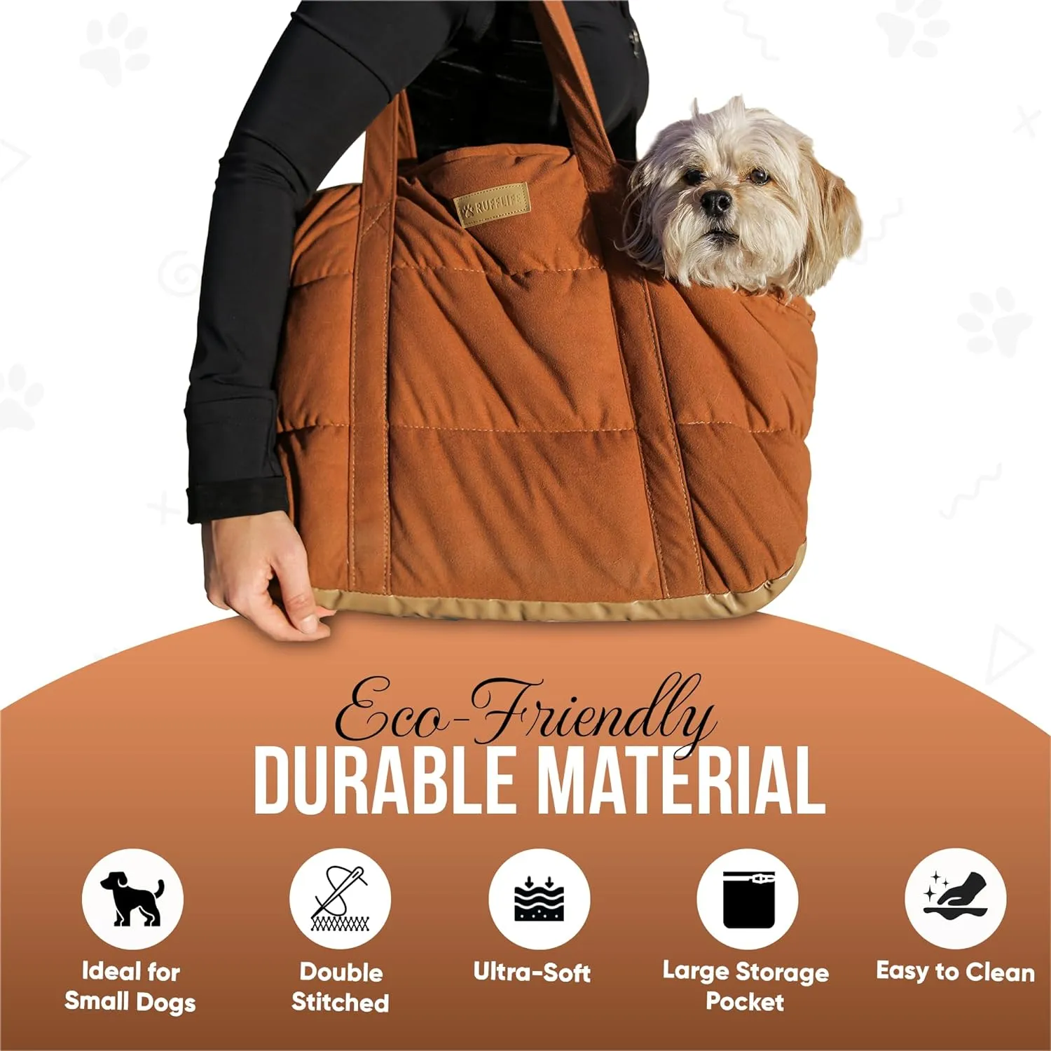Cozy Plush Dog Purse Carrier for Small Dogs - Dog Carrier Purse with Secure Harness Clip, Dog Tote Bag for Small Dogs and Puppies - Brown