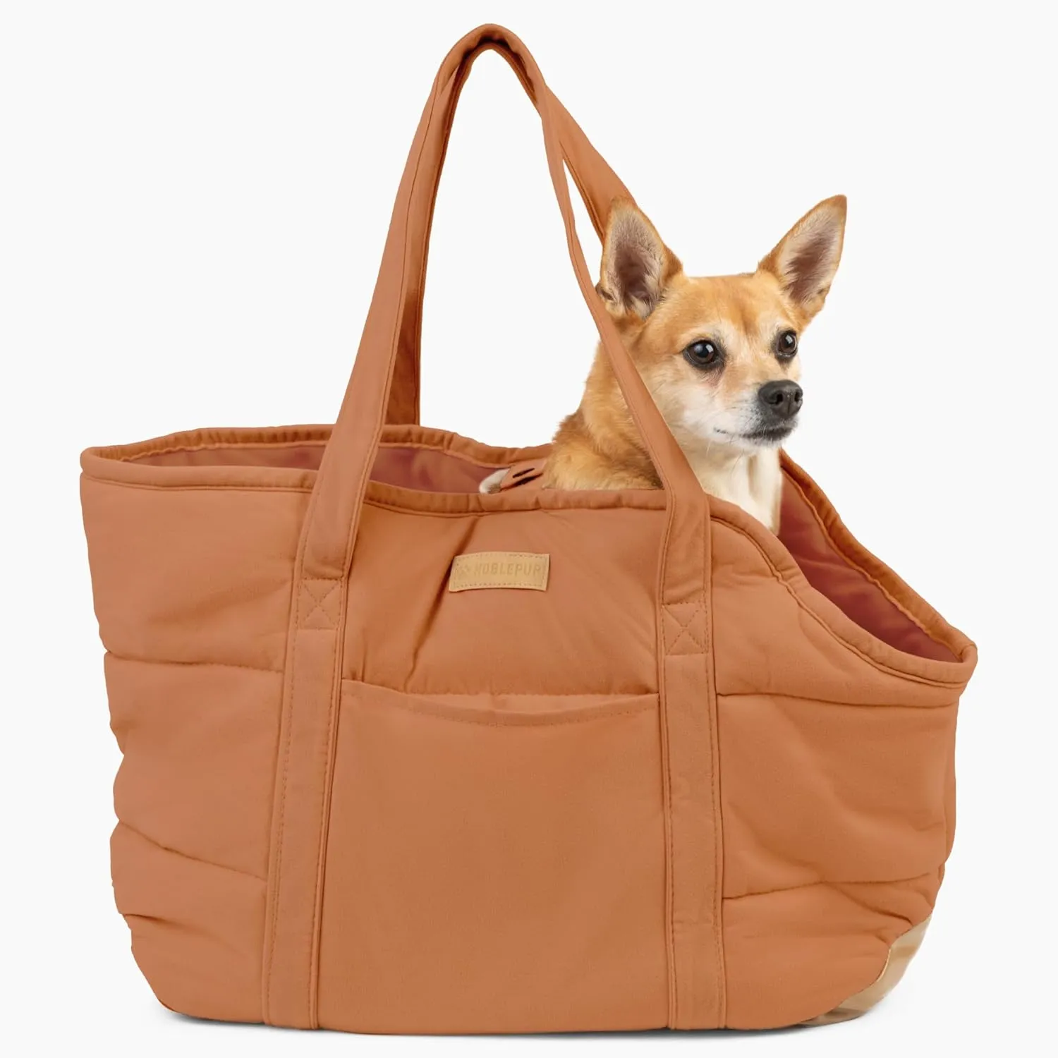 Cozy Plush Dog Purse Carrier for Small Dogs - Dog Carrier Purse with Secure Harness Clip, Dog Tote Bag for Small Dogs and Puppies - Brown