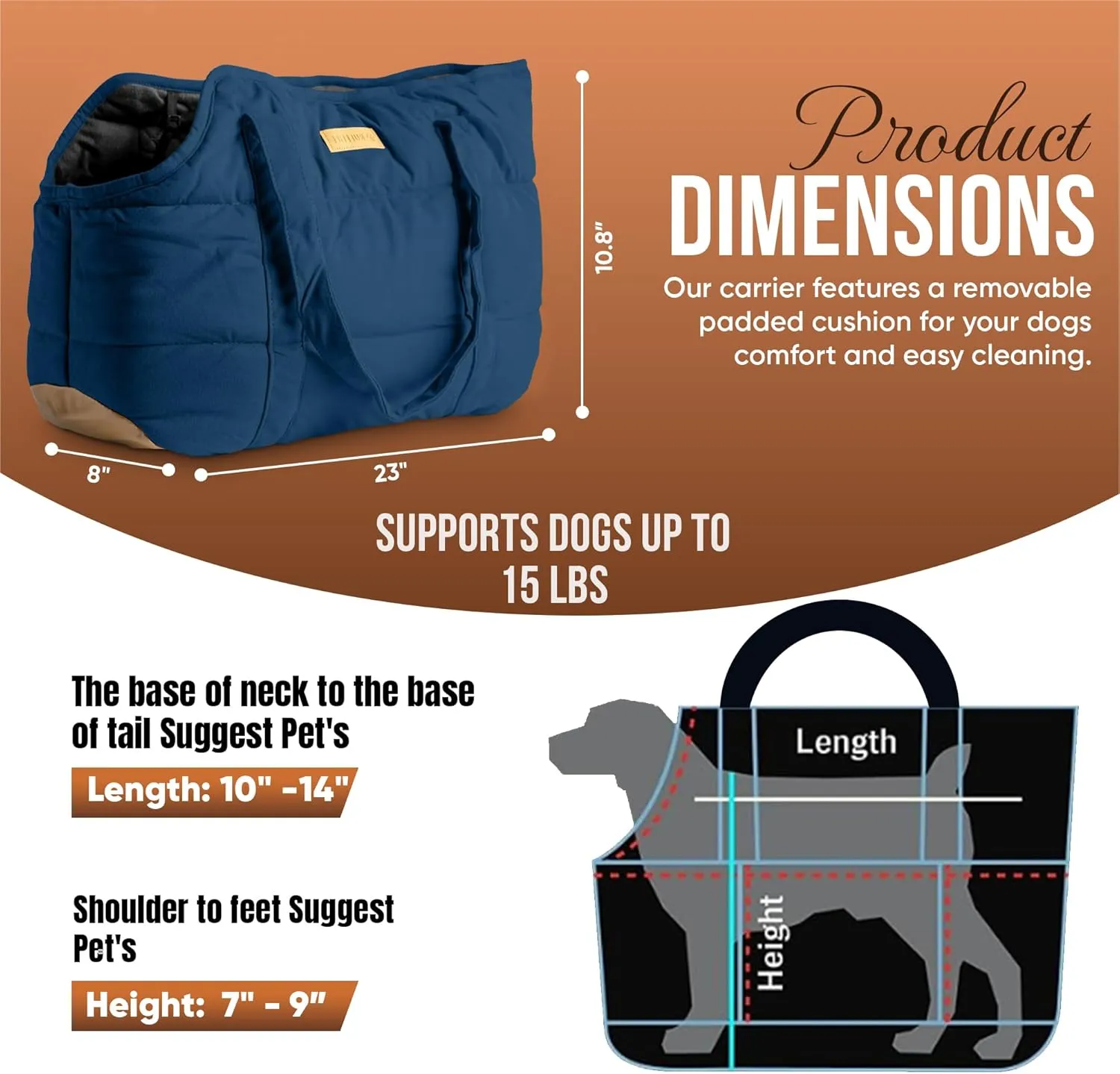 Cozy Plush Dog Purse Carrier for Small Dogs - Dog Carrier Purse with Secure Harness Clip, Dog Tote Bag for Small Dogs and Puppies - Dark Blue