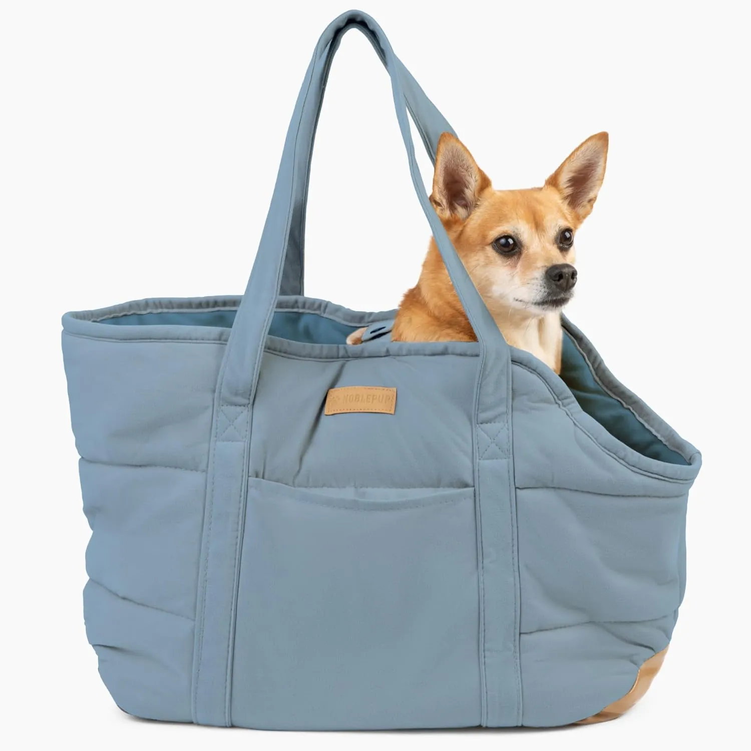 Cozy Plush Dog Purse Carrier for Small Dogs - Dog Carrier Purse with Secure Harness Clip, Dog Tote Bag for Small Dogs and Puppies - Light Blue