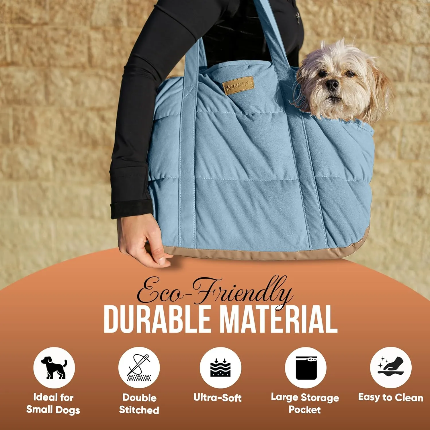 Cozy Plush Dog Purse Carrier for Small Dogs - Dog Carrier Purse with Secure Harness Clip, Dog Tote Bag for Small Dogs and Puppies - Light Blue