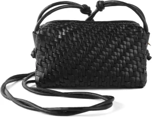 Crossbody Bag for Women Trendy Woven Purse Vegan Leather Small Shoulder Handbags with Strap
