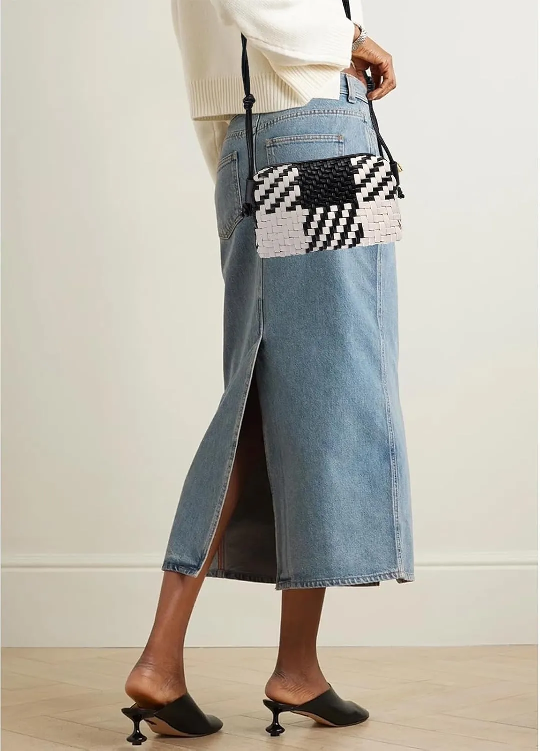 Crossbody Bag for Women Trendy Woven Purse Vegan Leather Small Shoulder Handbags with Strap