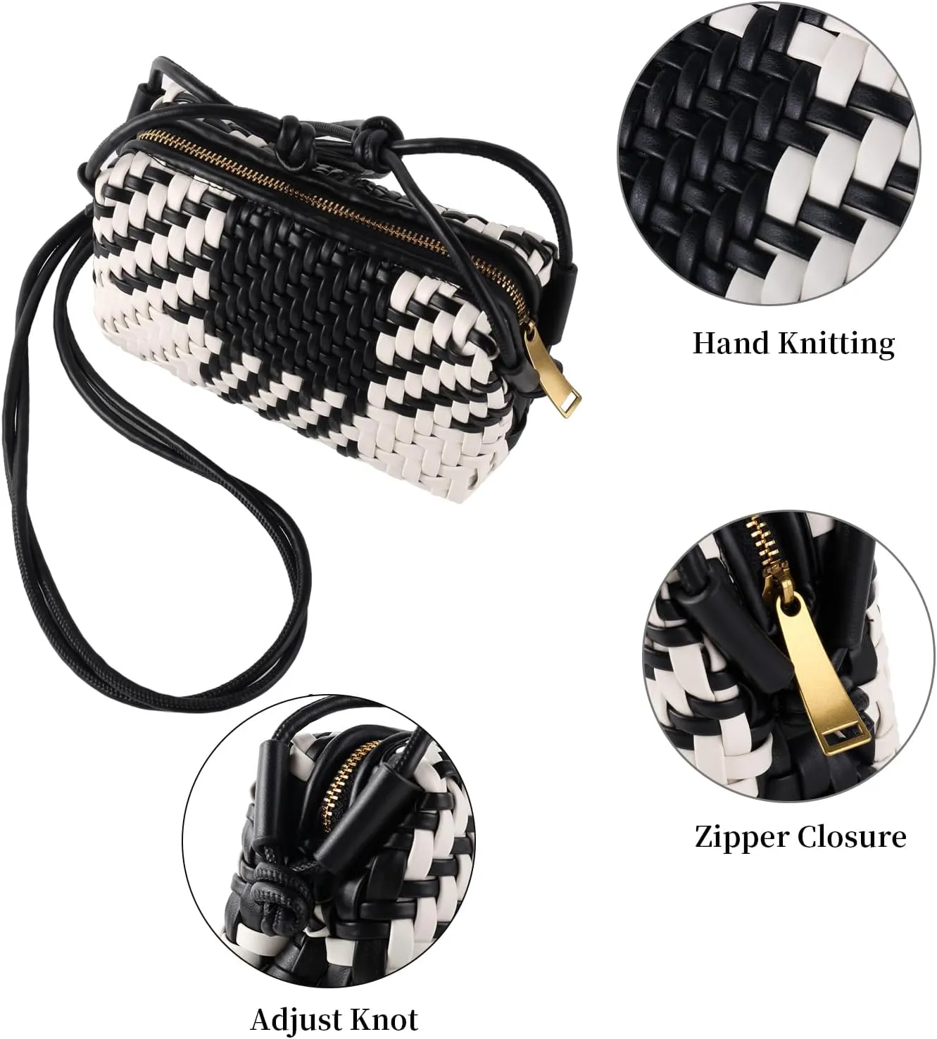 Crossbody Bag for Women Trendy Woven Purse Vegan Leather Small Shoulder Handbags with Strap