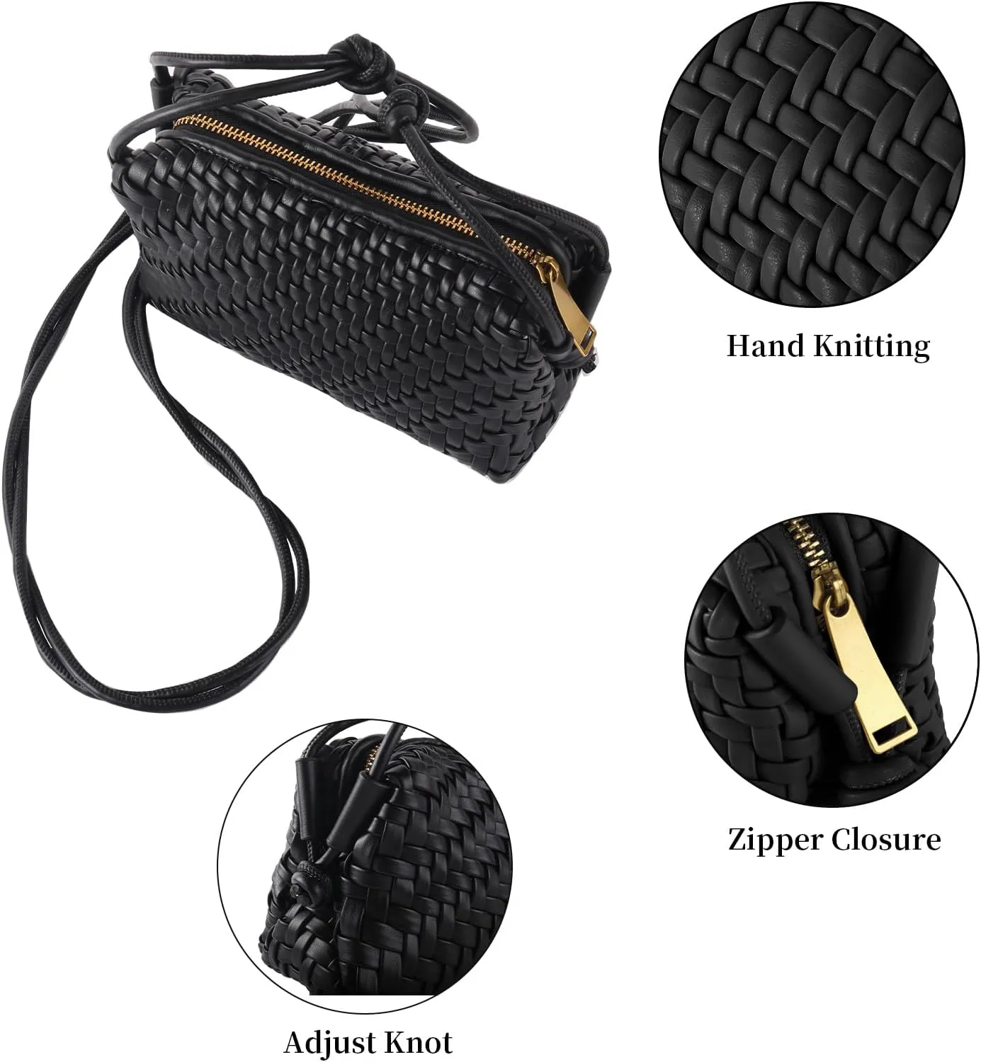 Crossbody Bag for Women Trendy Woven Purse Vegan Leather Small Shoulder Handbags with Strap