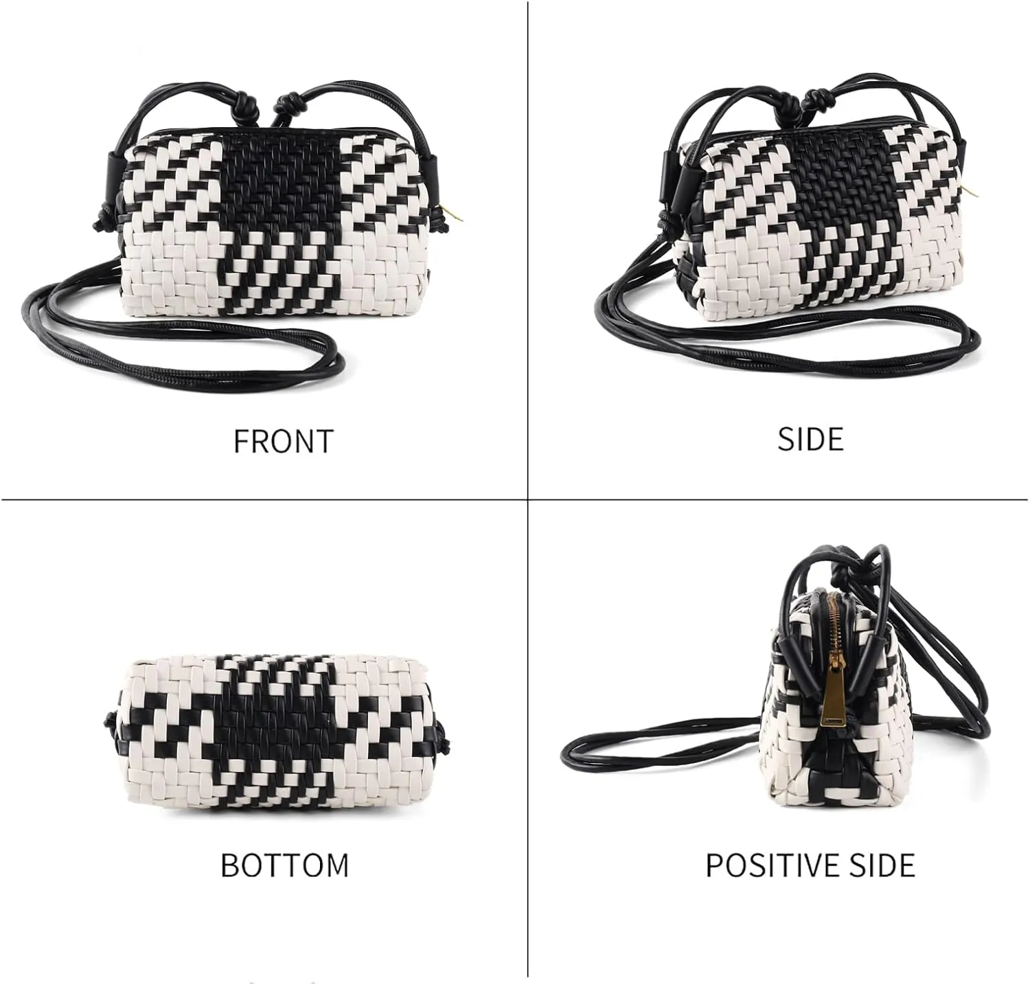 Crossbody Bag for Women Trendy Woven Purse Vegan Leather Small Shoulder Handbags with Strap