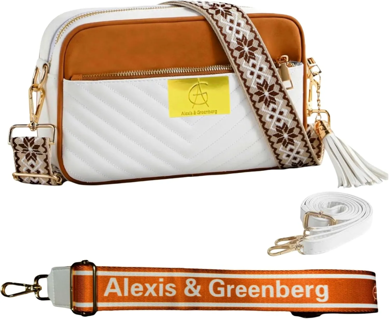 Crossbody Bag For Women with 3 Straps Vegan Leather Crossbody Purses For Women Trendy wide Straps
