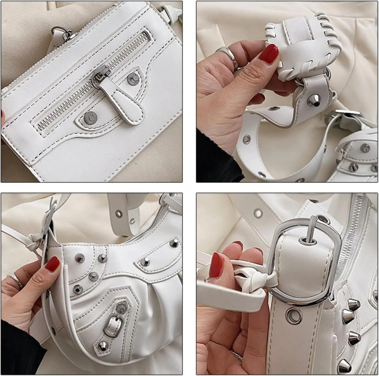 Crossbody Bags For Women 2 Set with Small Purse Rivet Shoulder Bag Adjustable Strap PU Leather Trendy Handbags