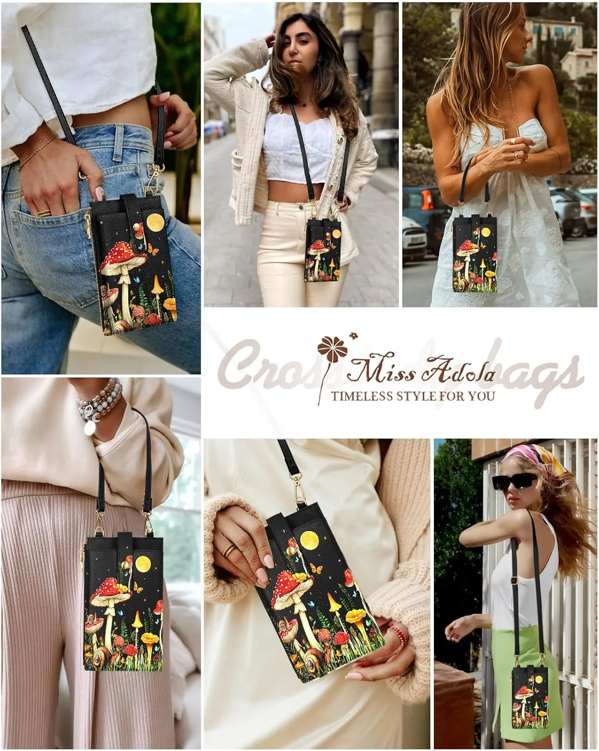 Crossbody Bags for Women - Leather Cellphone Phone Purse Wallet Cute Designer Cross Body Bag with Card Slots