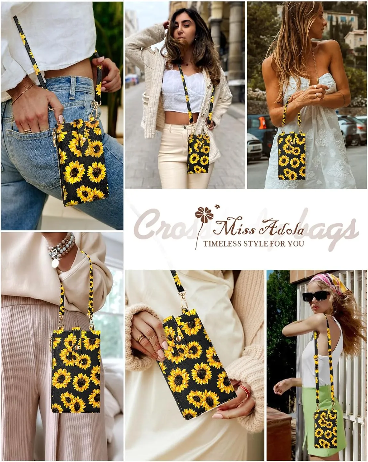 Crossbody Bags for Women - Leather Cellphone Phone Purse Wallet Cute Designer Cross Body Bag with Card Slots