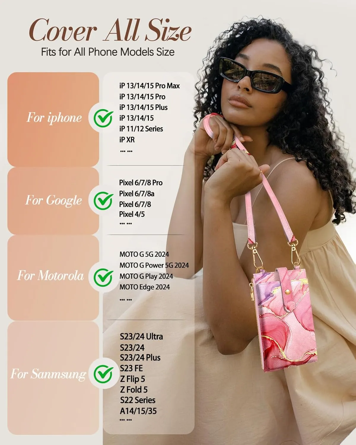 Crossbody Bags for Women - Leather Cellphone Phone Purse Wallet Cute Designer Cross Body Bag with Card Slots