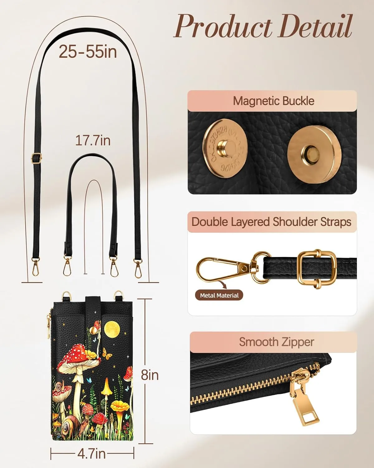 Crossbody Bags for Women - Leather Cellphone Phone Purse Wallet Cute Designer Cross Body Bag with Card Slots