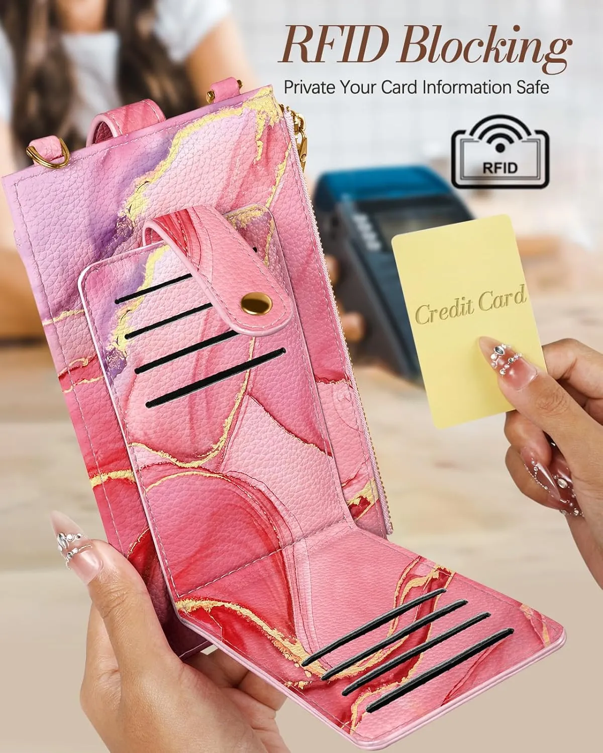 Crossbody Bags for Women - Leather Cellphone Phone Purse Wallet Cute Designer Cross Body Bag with Card Slots