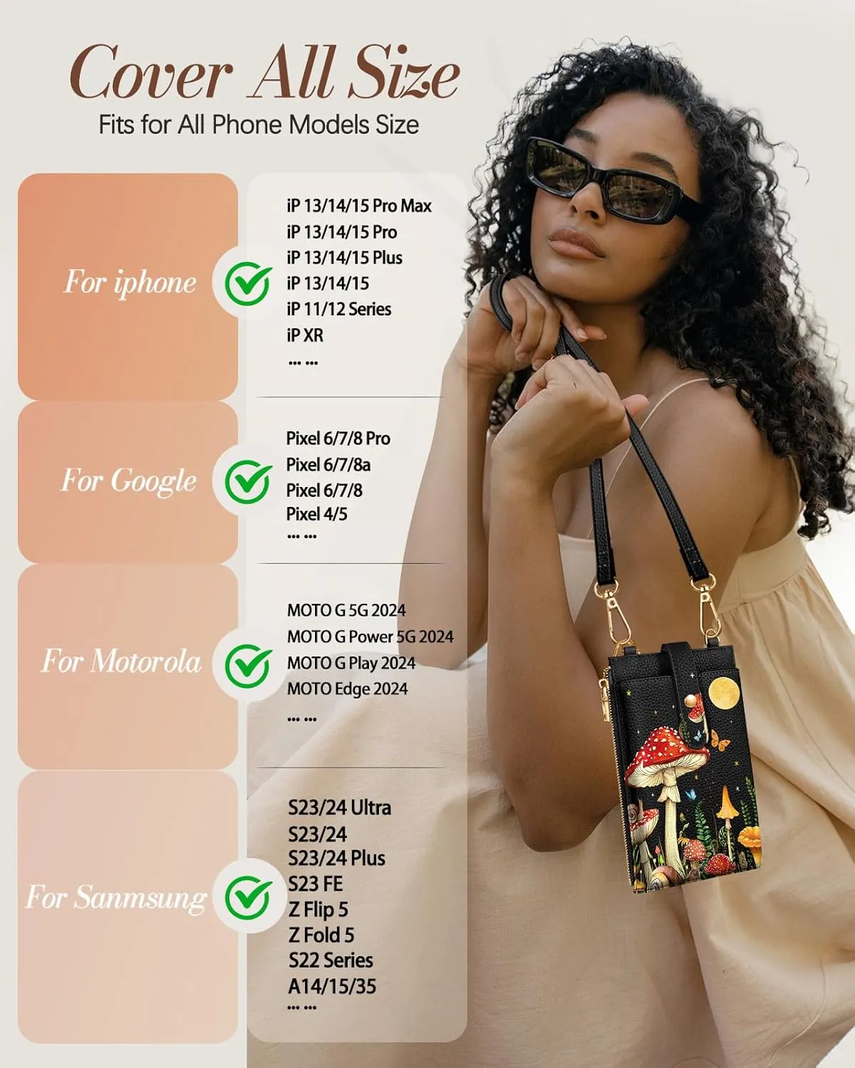 Crossbody Bags for Women - Leather Cellphone Phone Purse Wallet Cute Designer Cross Body Bag with Card Slots