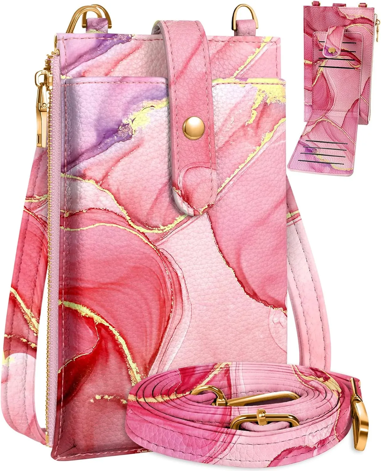 Crossbody Bags for Women - Leather Cellphone Phone Purse Wallet Cute Designer Cross Body Bag with Card Slots
