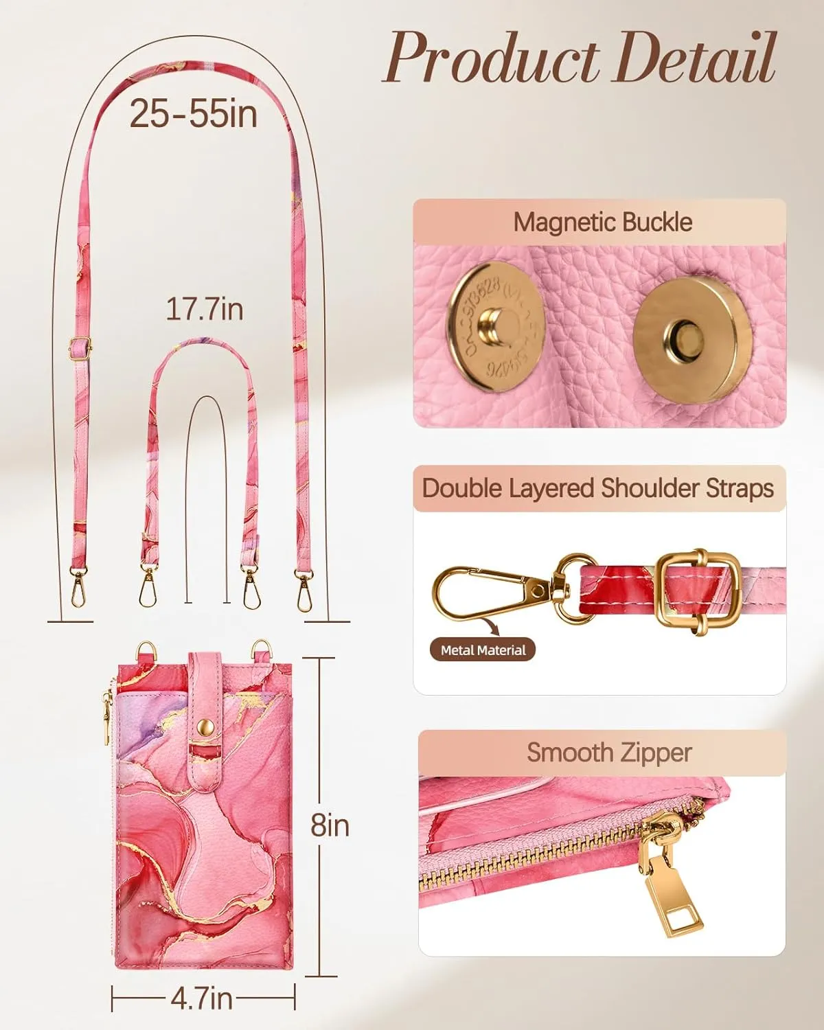 Crossbody Bags for Women - Leather Cellphone Phone Purse Wallet Cute Designer Cross Body Bag with Card Slots