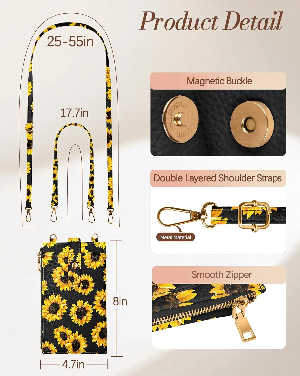 Crossbody Bags for Women - Leather Cellphone Phone Purse Wallet Cute Designer Cross Body Bag with Card Slots