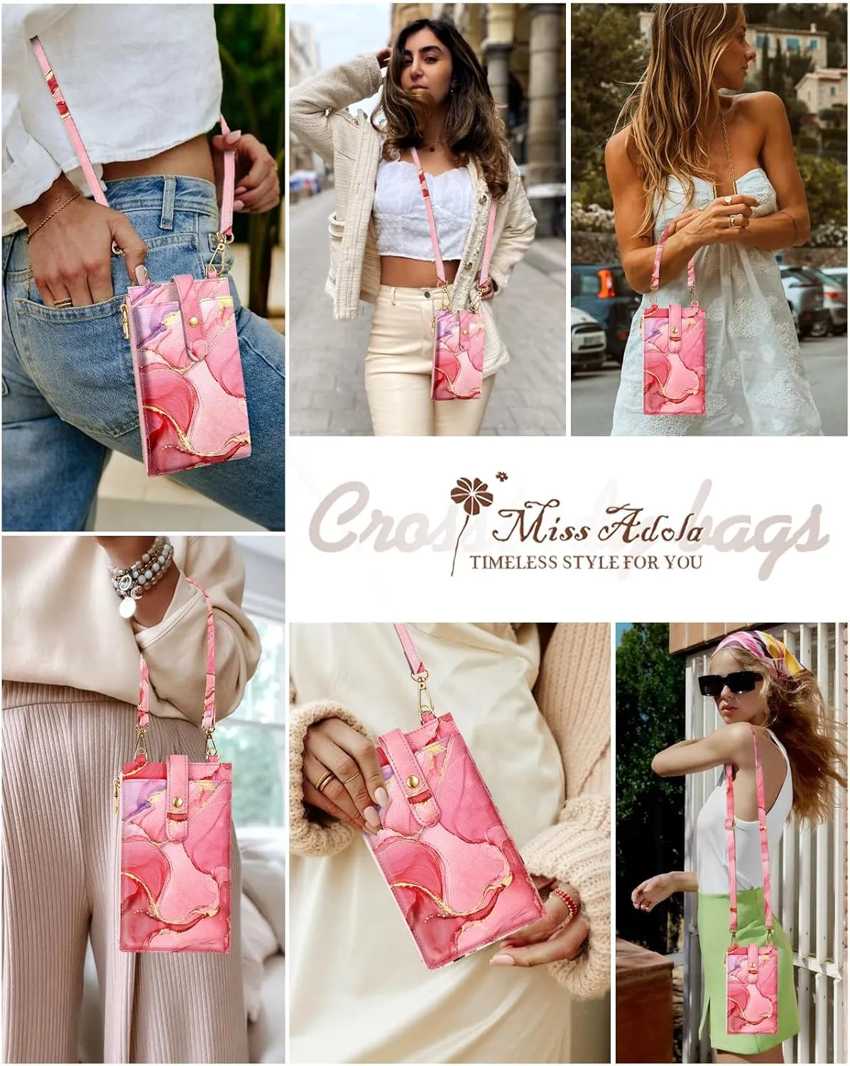 Crossbody Bags for Women - Leather Cellphone Phone Purse Wallet Cute Designer Cross Body Bag with Card Slots