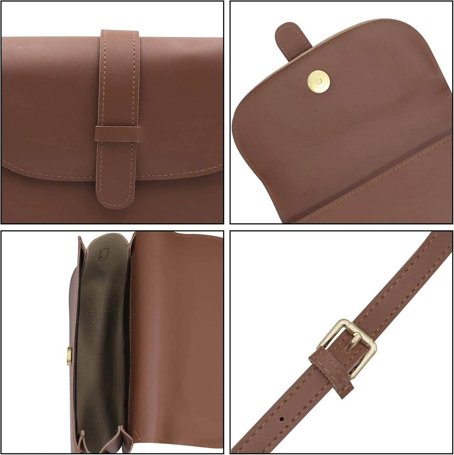 Crossbody Bags for Women Small Saddle Purse Vintage Boho Shoulder Handbags Faux Leather Travel Casual Purse,Brown 1#