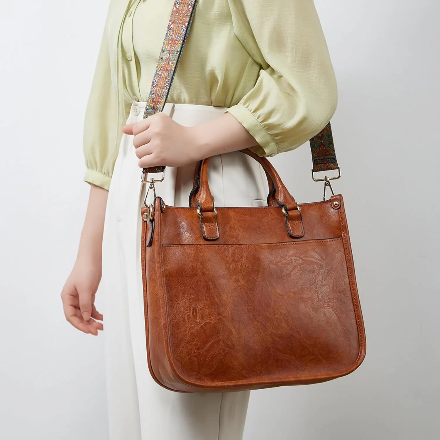 Crossbody Purses and Handbags for Women Leather Shoulder Bag for Women Cross Body Bag for Woman with Guitar Wide Straps