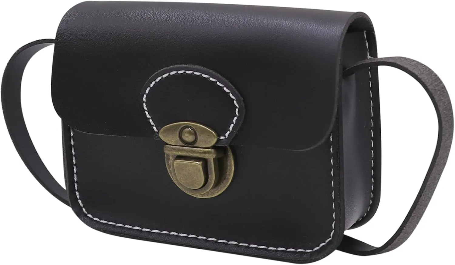 Crossbody Saddle Bag Small Satchel for Women Vintage Simple Shoulder Handbag Boho Faux Leather Casual Purse,Black 2#