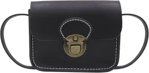 Crossbody Saddle Bag Small Satchel for Women Vintage Simple Shoulder Handbag Boho Faux Leather Casual Purse,Black 2#