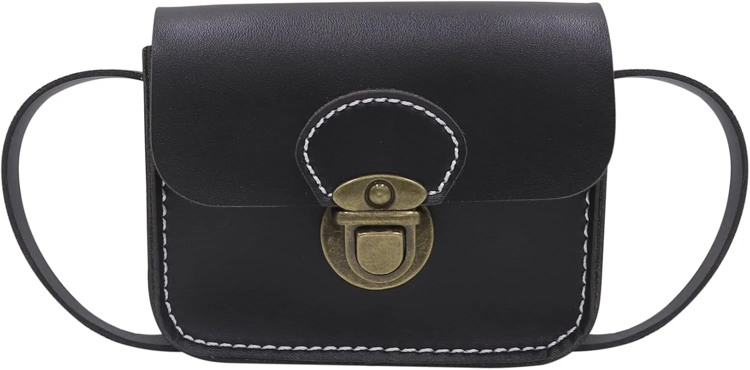 Crossbody Saddle Bag Small Satchel for Women Vintage Simple Shoulder Handbag Boho Faux Leather Casual Purse,Black 2#