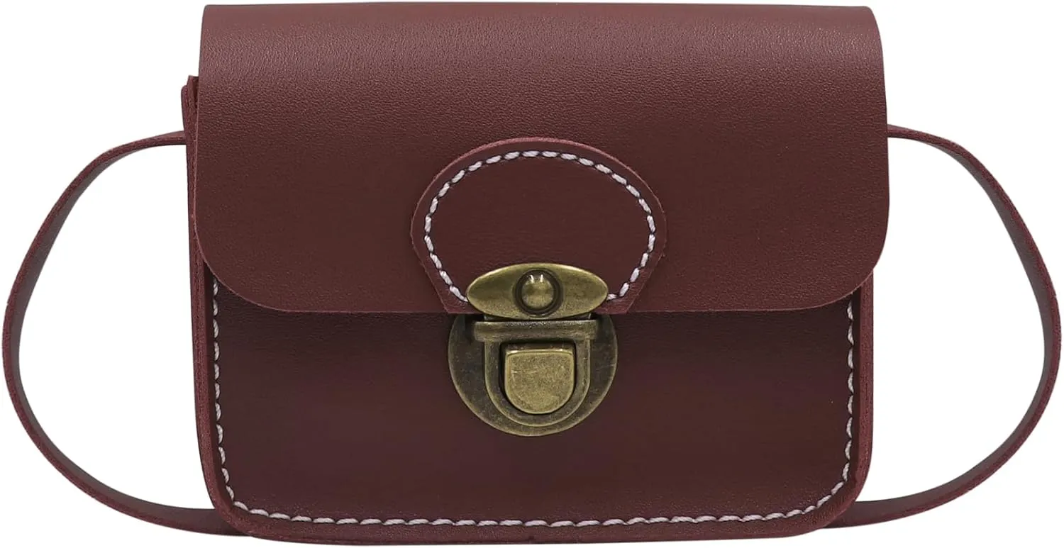 Crossbody Saddle Bag Small Satchel for Women Vintage Simple Shoulder Handbag Boho Faux Leather Casual Purse,Wine Red2#