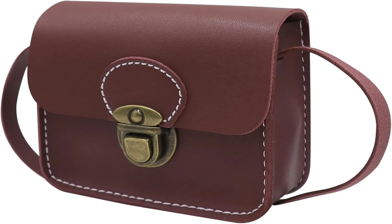 Crossbody Saddle Bag Small Satchel for Women Vintage Simple Shoulder Handbag Boho Faux Leather Casual Purse,Wine Red2#