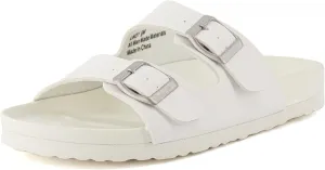 CUSHIONAIRE Lindy Water-Resistant Womens Sandals with Adjustable Double Buckle Straps-Lightweight Soft Footbed Slides for Women