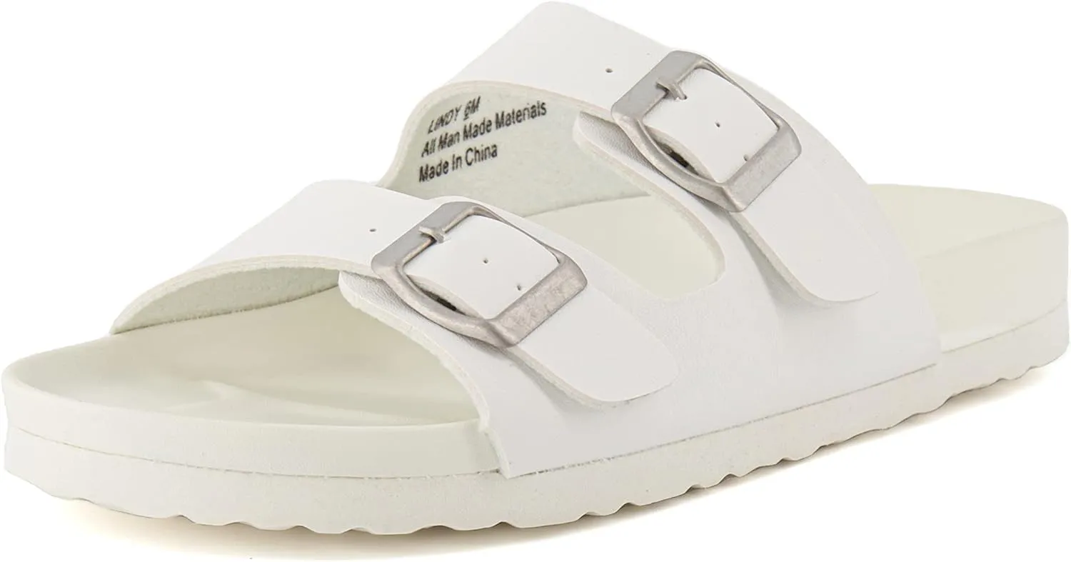 CUSHIONAIRE Lindy Water-Resistant Womens Sandals with Adjustable Double Buckle Straps-Lightweight Soft Footbed Slides for Women