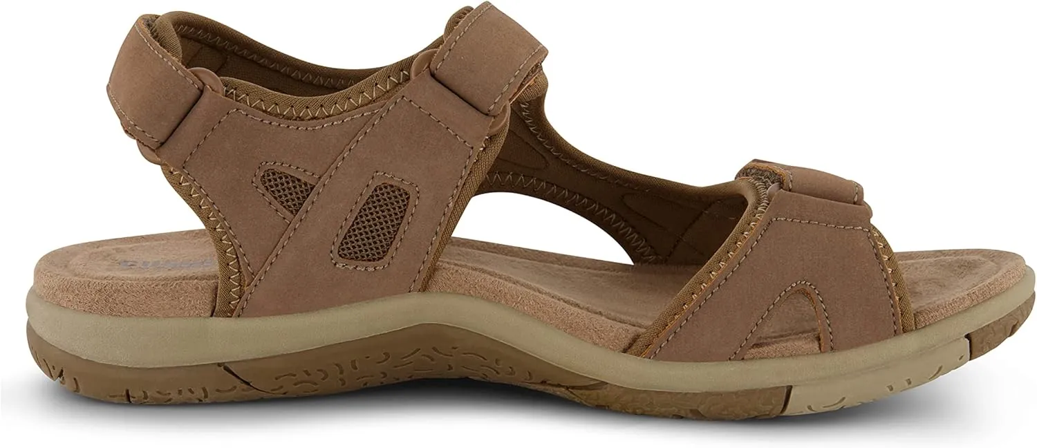 CUSHIONAIRE Women's Pace comfort footbed outdoor sandal with adjustable straps and  Memory Foam, Wide Widths Available