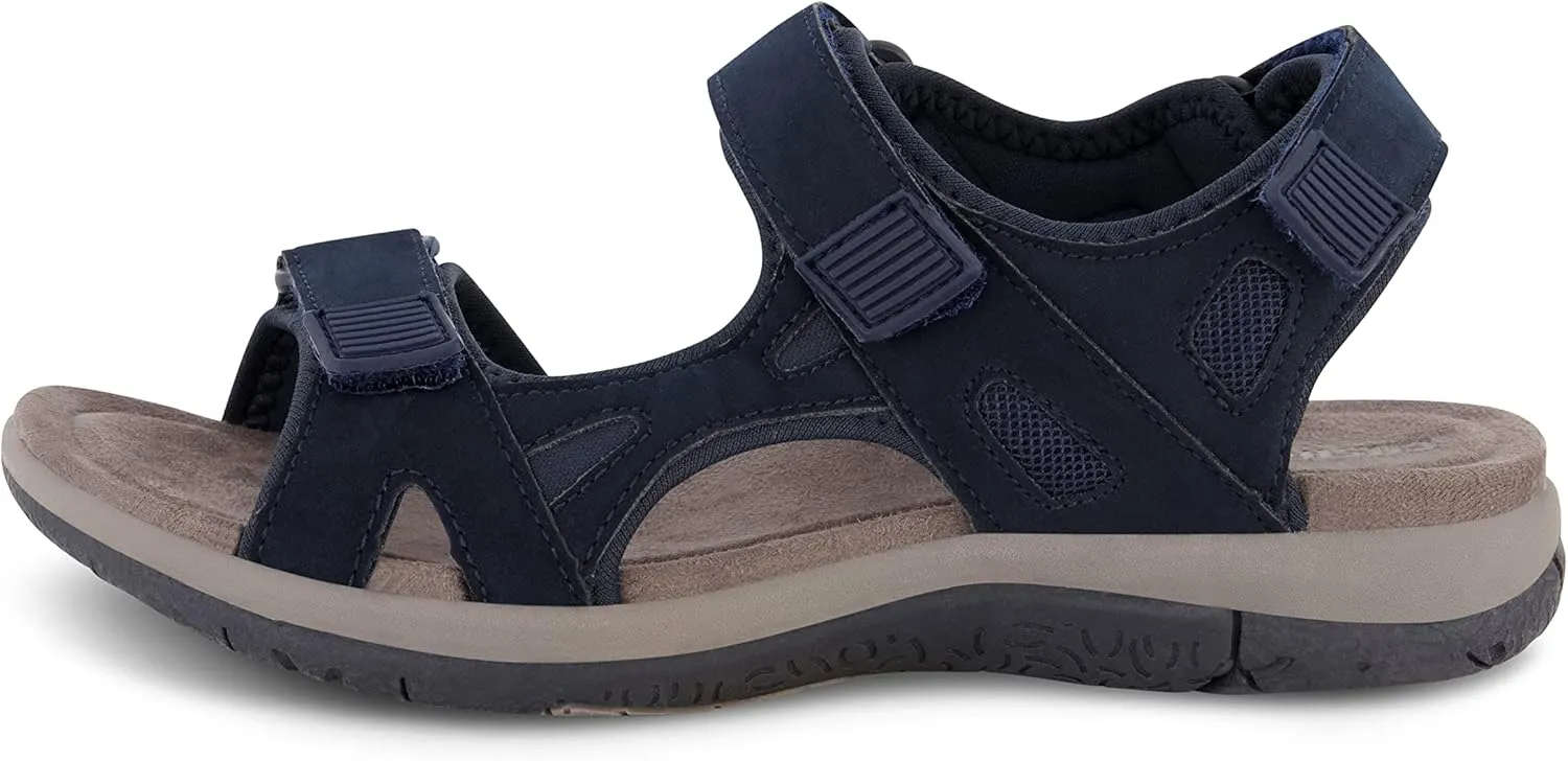 CUSHIONAIRE Women's Pace comfort footbed outdoor sandal with adjustable straps and  Memory Foam, Wide Widths Available