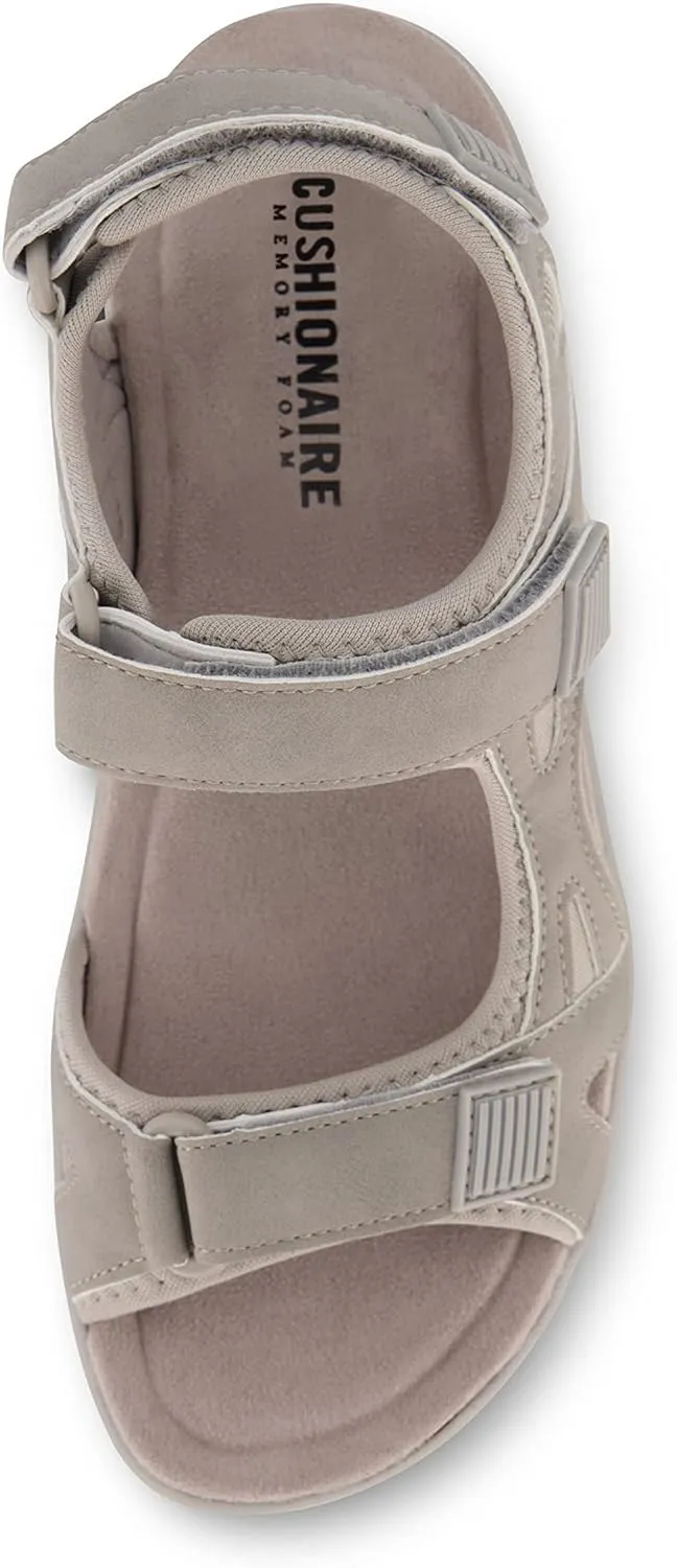 CUSHIONAIRE Women's Pace comfort footbed outdoor sandal with adjustable straps and  Memory Foam, Wide Widths Available