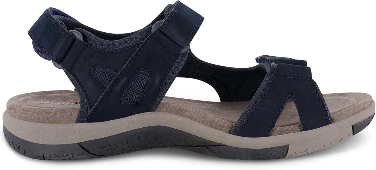 CUSHIONAIRE Women's Pace comfort footbed outdoor sandal with adjustable straps and  Memory Foam, Wide Widths Available
