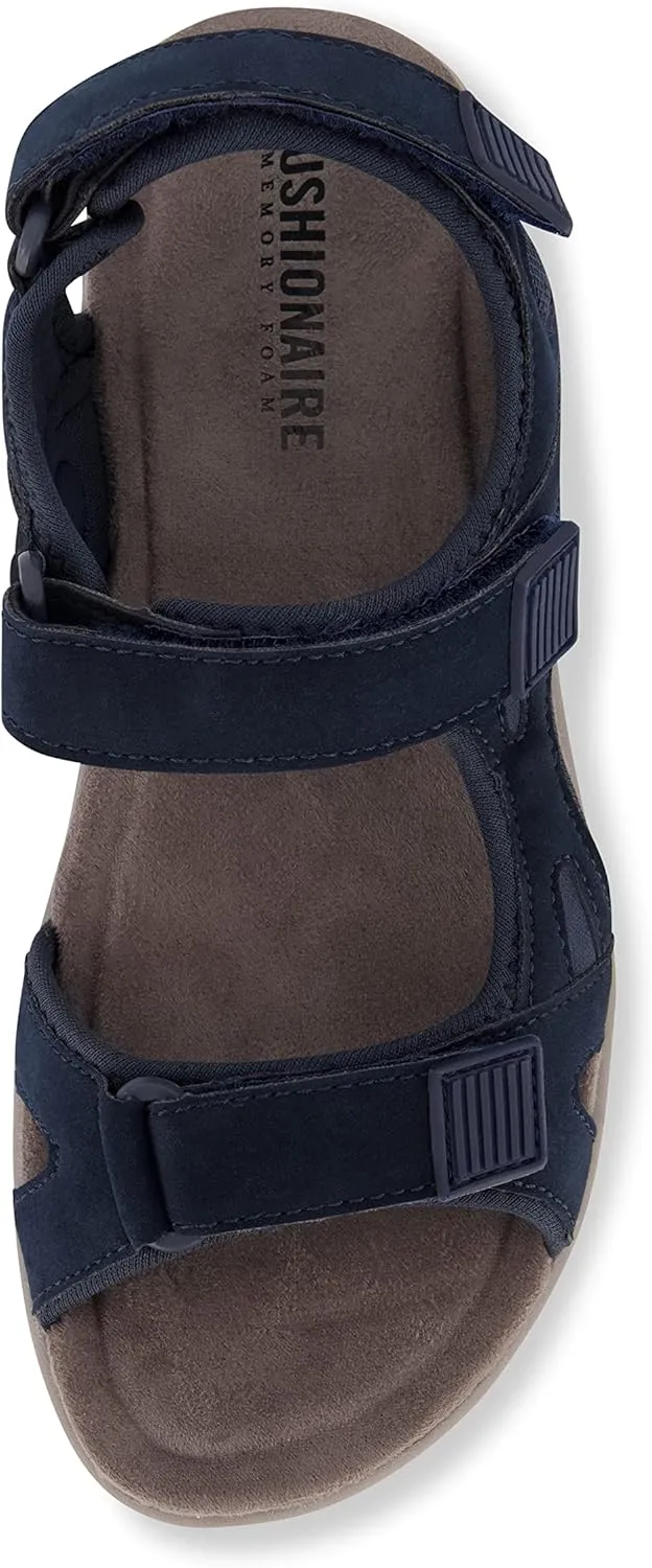 CUSHIONAIRE Women's Pace comfort footbed outdoor sandal with adjustable straps and  Memory Foam, Wide Widths Available