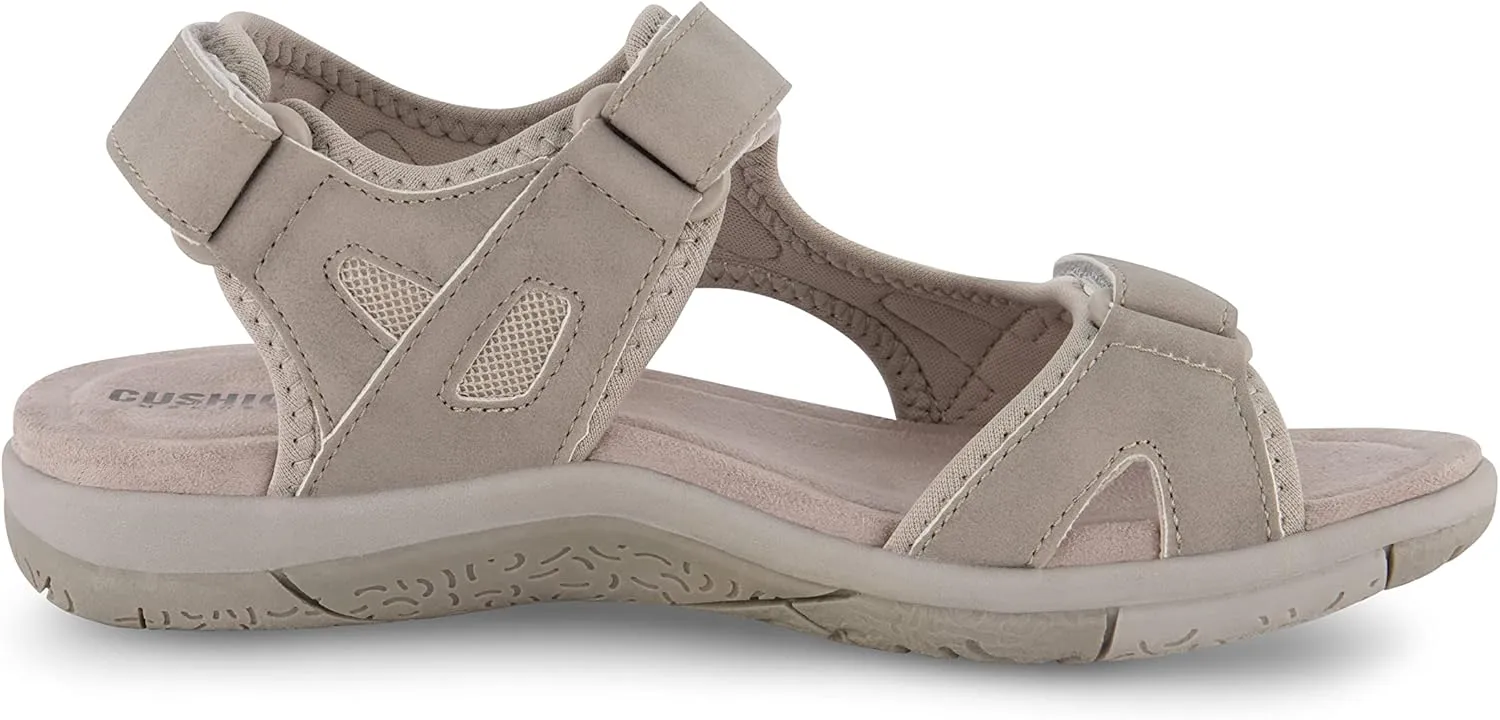 CUSHIONAIRE Women's Pace comfort footbed outdoor sandal with adjustable straps and  Memory Foam, Wide Widths Available