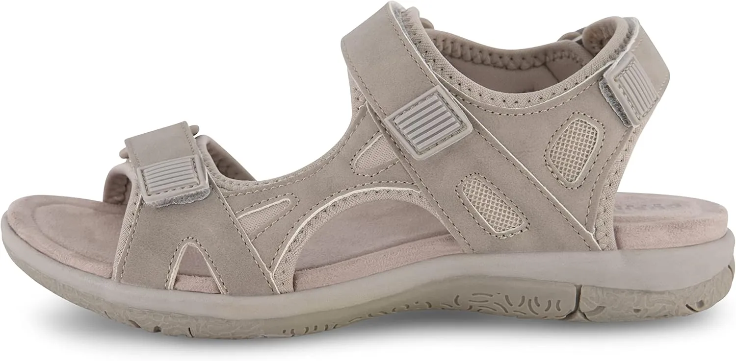 CUSHIONAIRE Women's Pace comfort footbed outdoor sandal with adjustable straps and  Memory Foam, Wide Widths Available