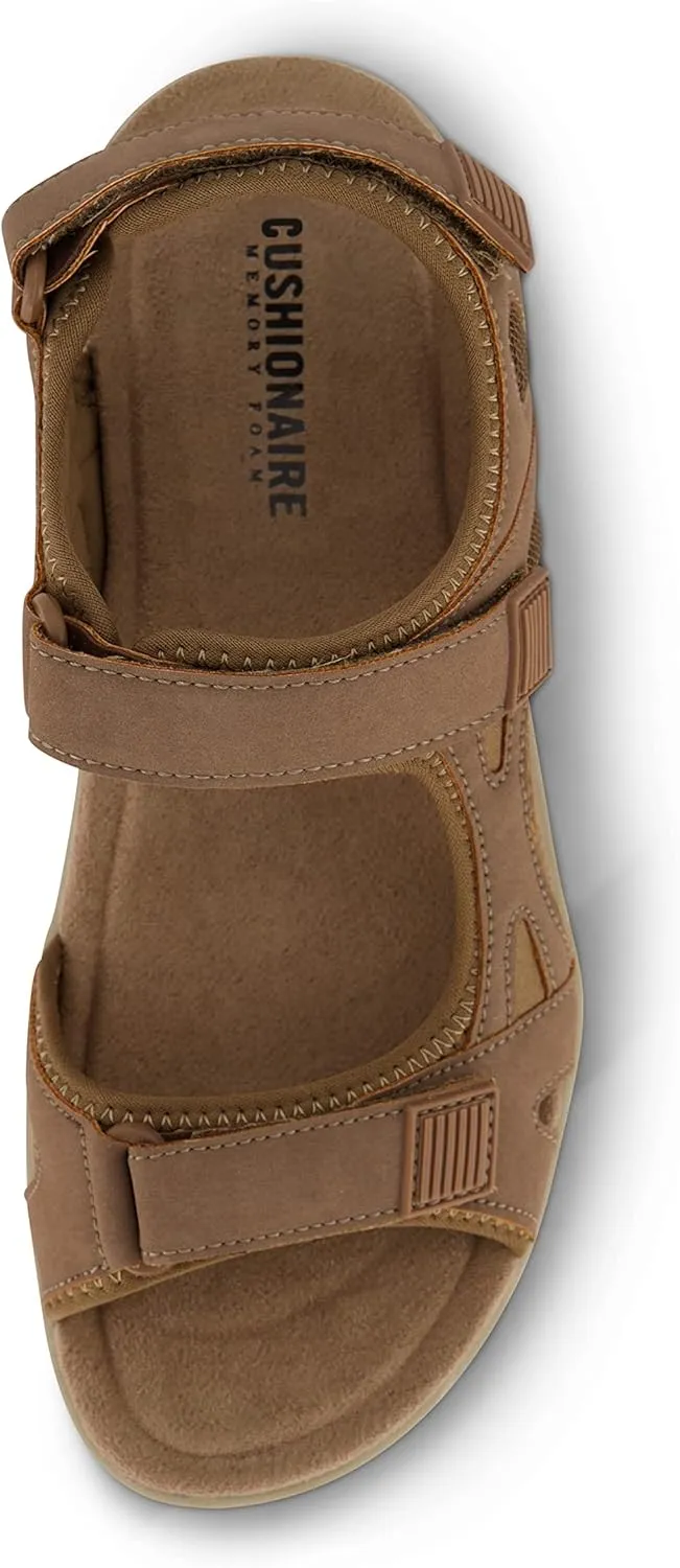 CUSHIONAIRE Women's Pace comfort footbed outdoor sandal with adjustable straps and  Memory Foam, Wide Widths Available