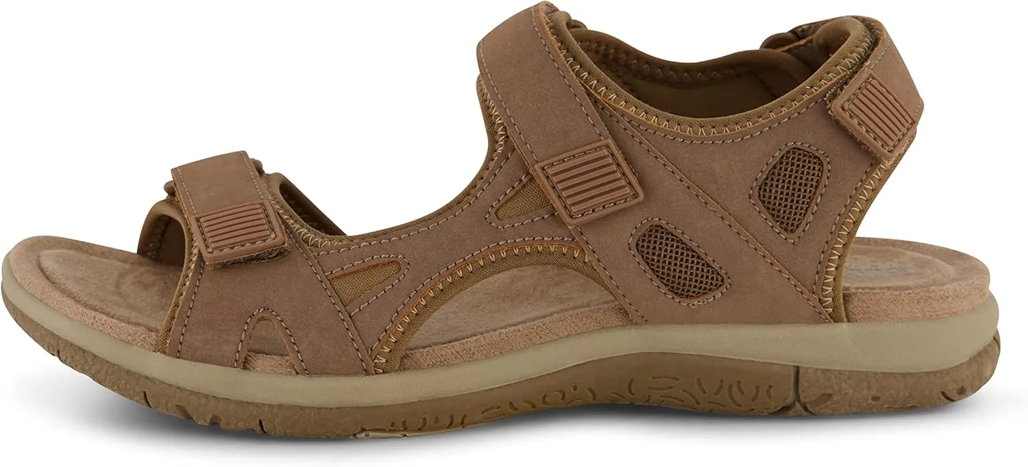 CUSHIONAIRE Women's Pace comfort footbed outdoor sandal with adjustable straps and  Memory Foam, Wide Widths Available