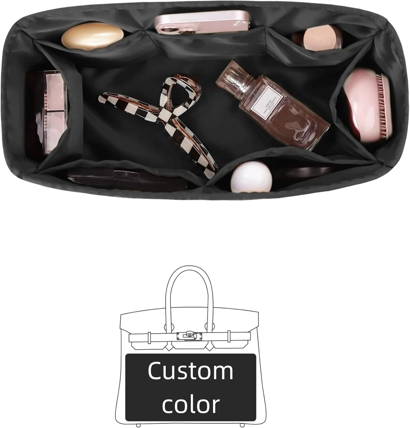 Custom Bag Insert, Silky Purse Organizer Insert Compatible with Berkin Bags, Lightweight Handbag Shaper with 114 Color Options (Custom Color)